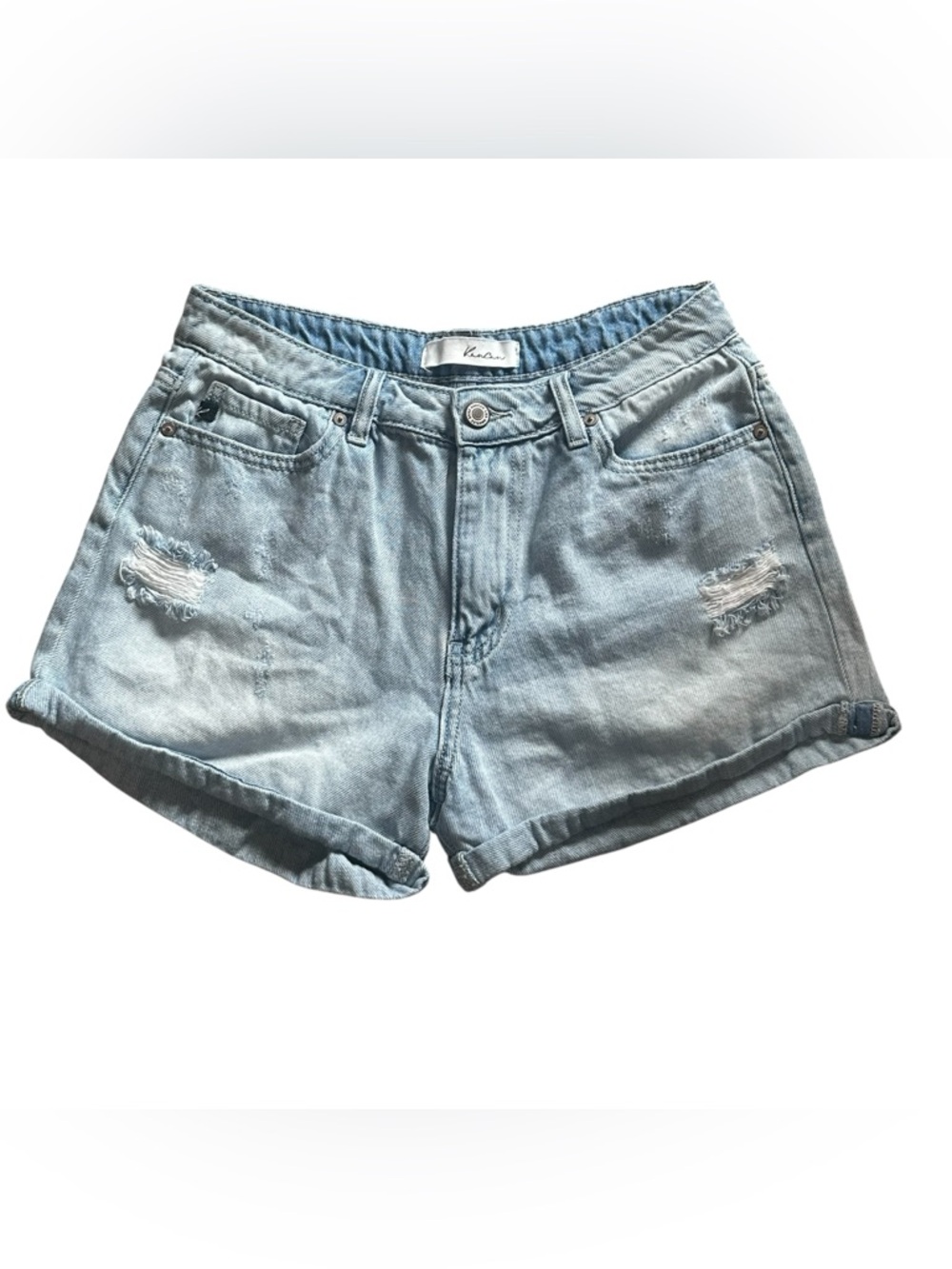 KanCan Distressed High Rise Mom Shorts Cuffed Sz S